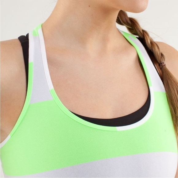 Lululemon Cool Racerback Bold Stripe Zippy Green Extra Small - Picture 3 of 9